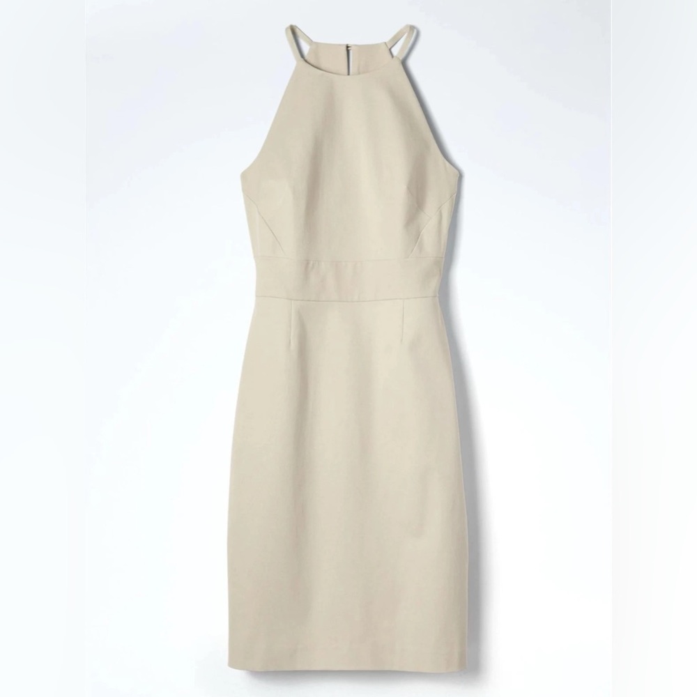 NWT Banana Republic Bi-Stretch Racer-Neck Beige Dress Women’s 4 #802713